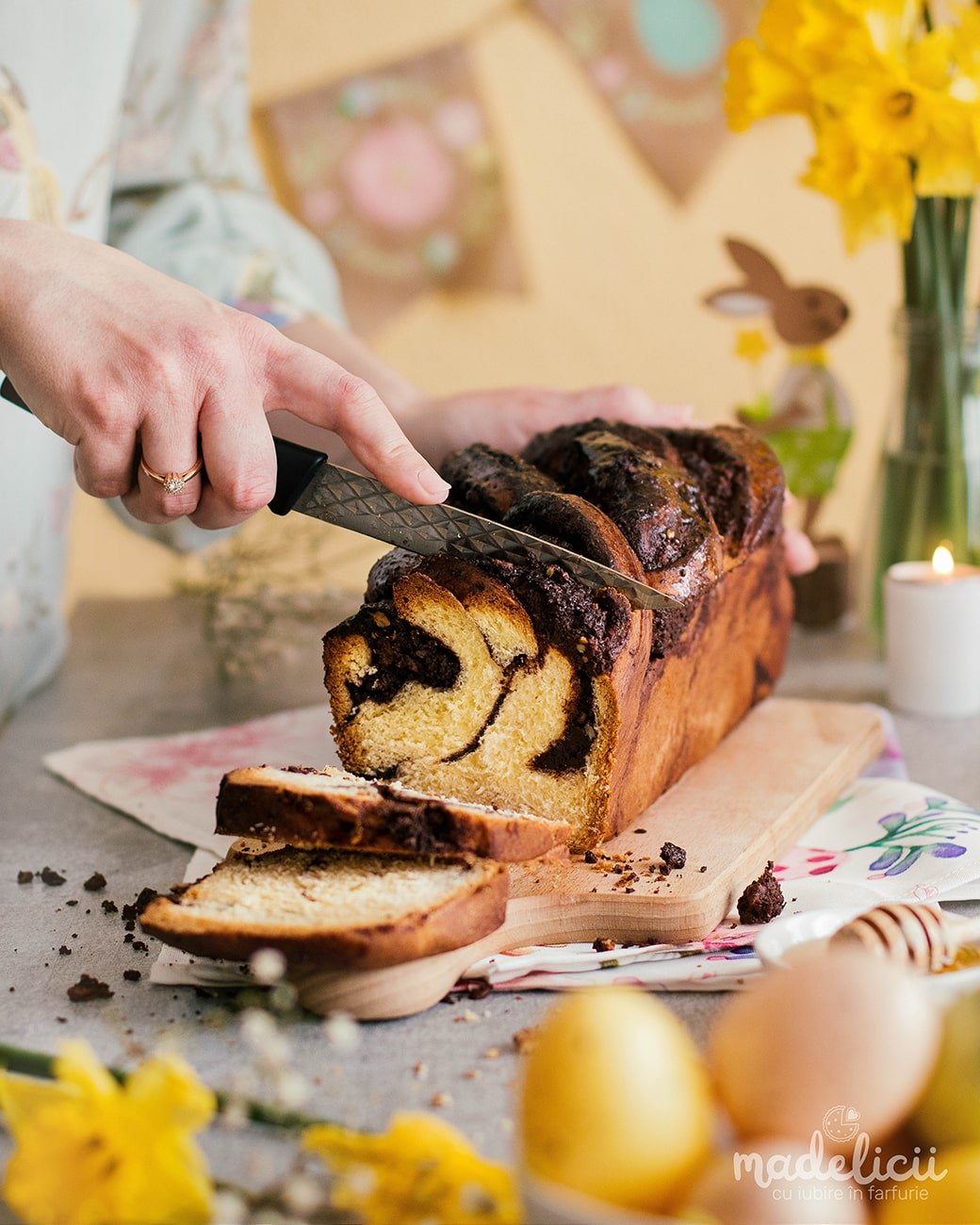cozonac babka cu ciocolata si nuci