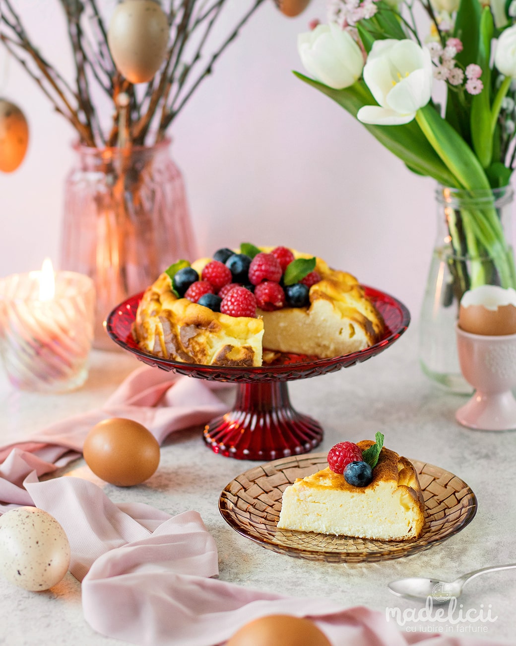 pasca fara aluat cu crema de branza