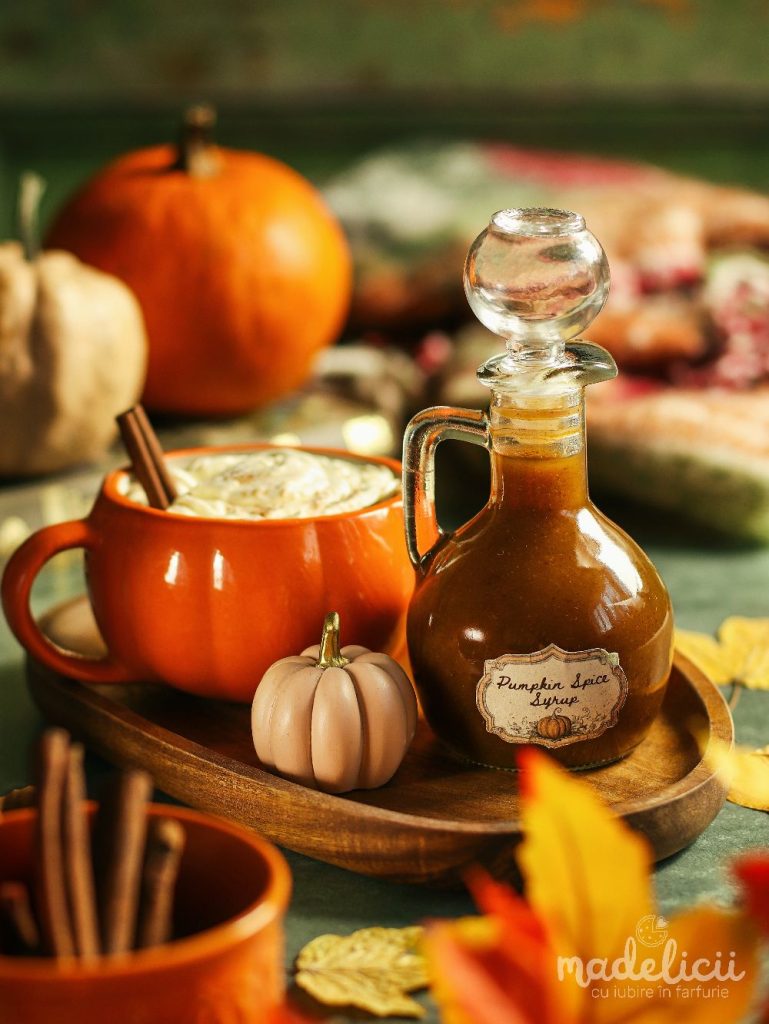 Sirop de dovleac natural, fara zahar, pregatit pentru Pumpkin Spice Latte sau deserturi aromate