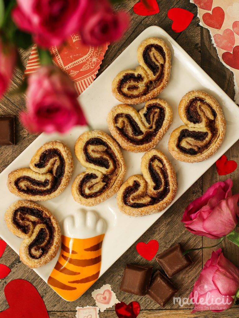 Palmieri din aluat foitaj cu cacao, reteta pentru pentru Valentine's Day sau Dragobete